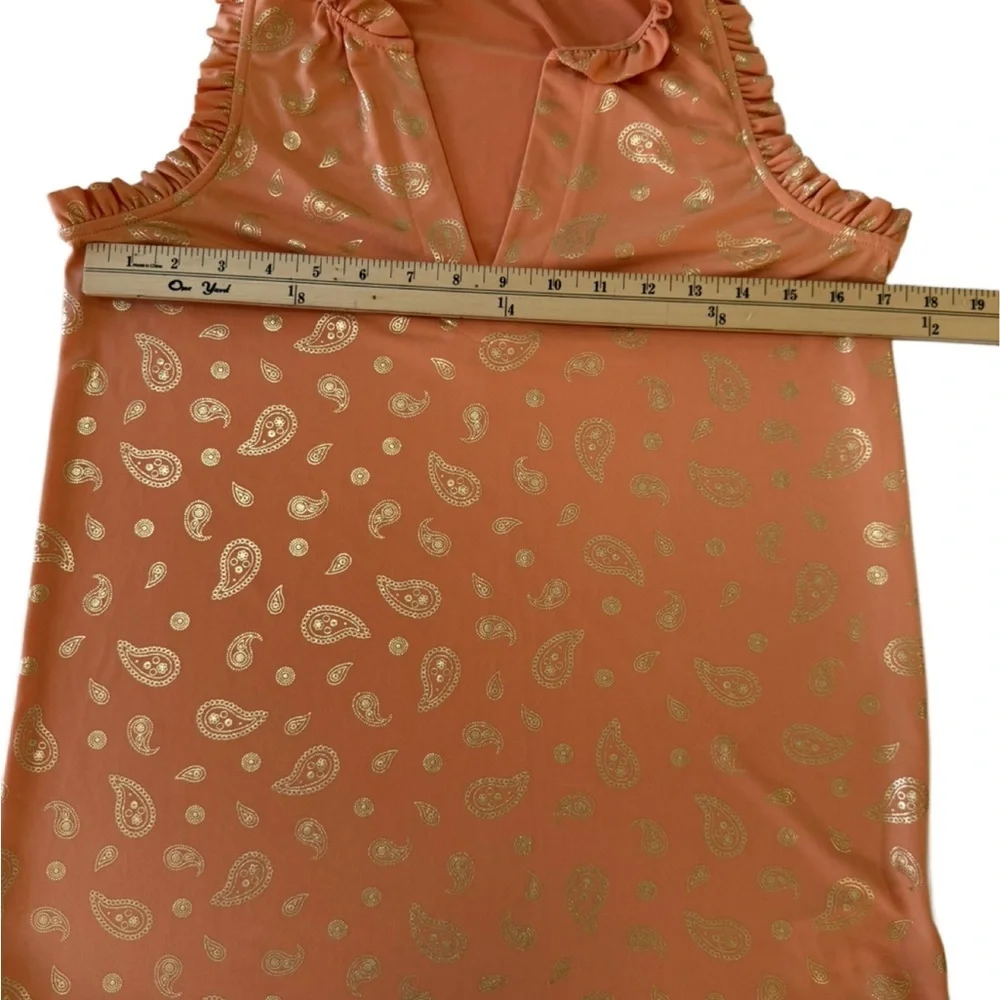 Michael Kors Paisley-Foil Tank Top in Tangerine. Small